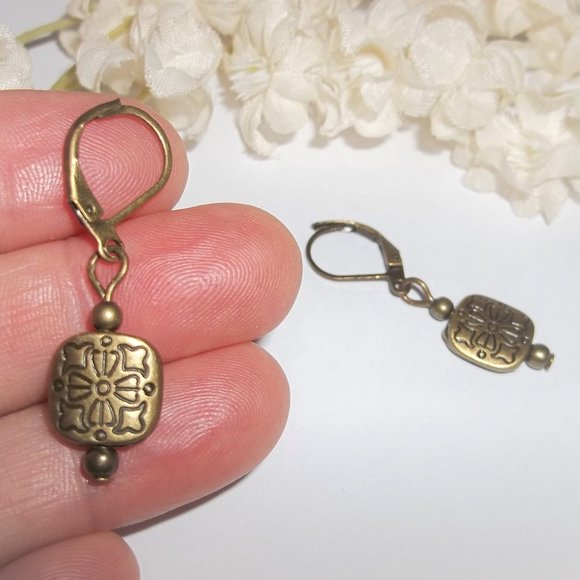 Boho Earrings Brown Bronze Jewelry Lever Back Dangle Drop Gift Idea For Her 6743 - Picture 6 of 8